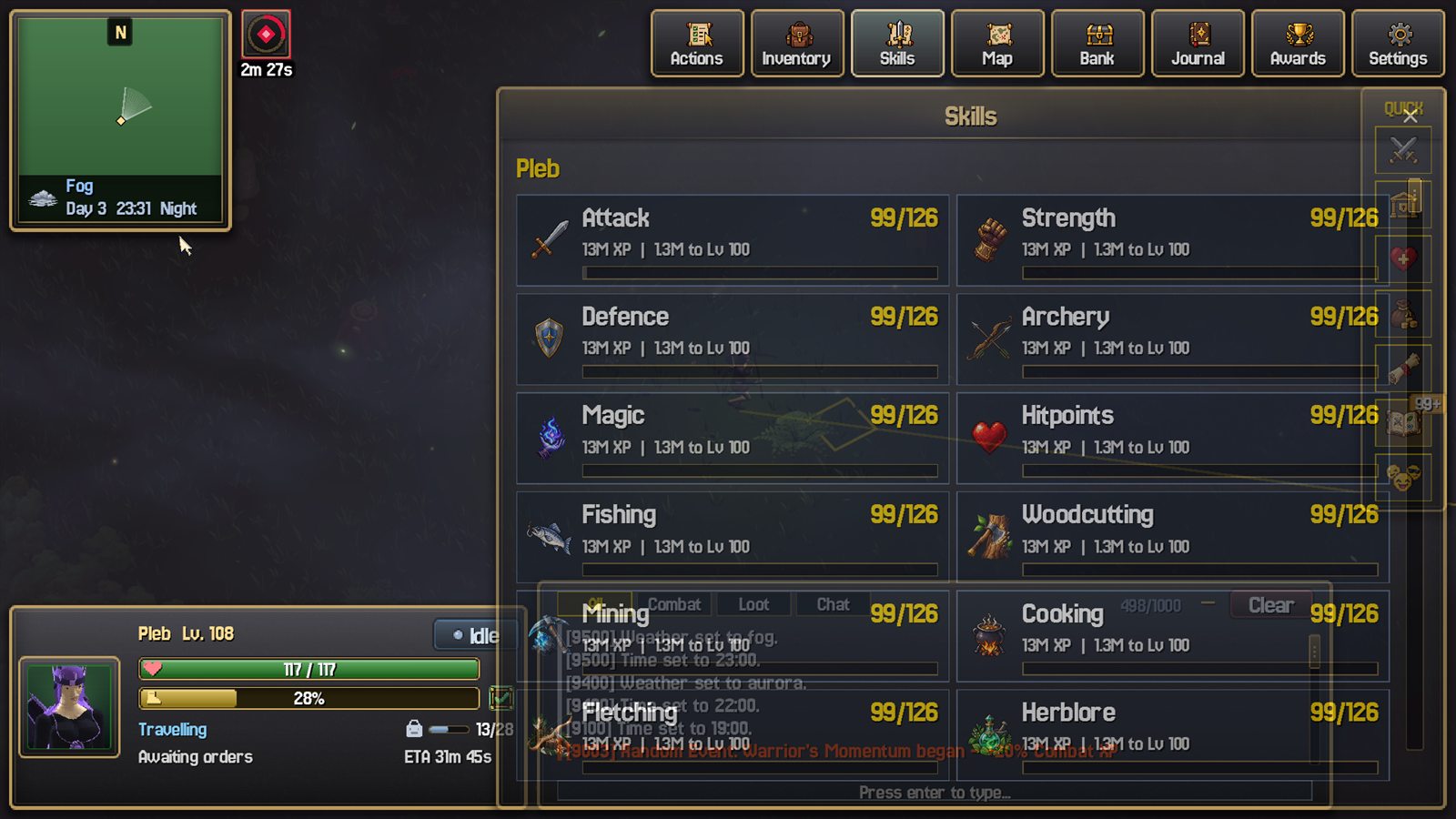Skills panel