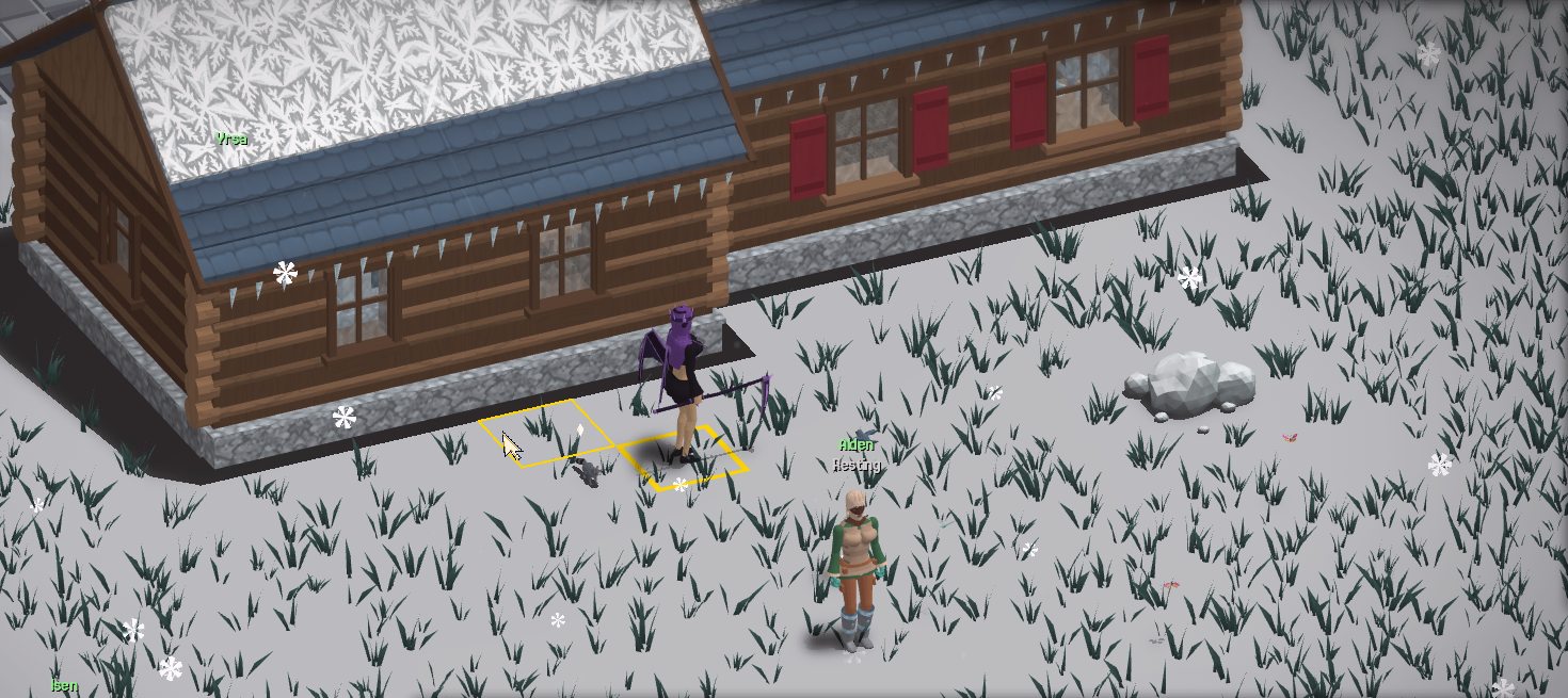 Snow Town beneath the aurora