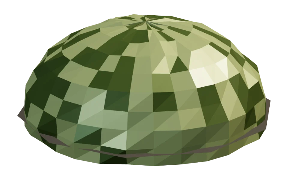 The Brain Coral in Elderwild Fishing, a low-poly 3D model seen from the side