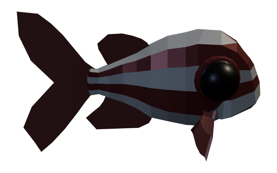 The Cardinal Fish in Elderwild Fishing, a low-poly 3D model seen from the side
