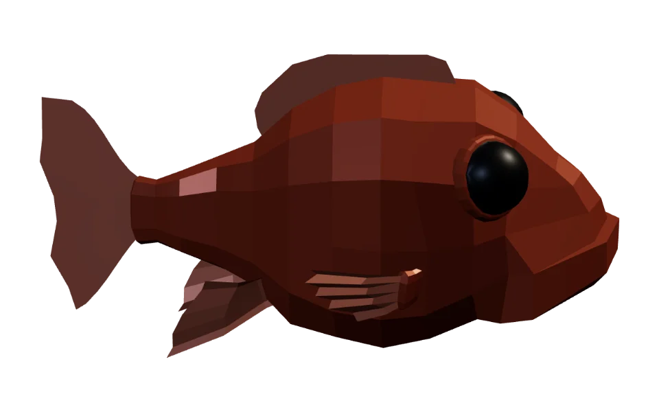 The Coral Grouper in Elderwild Fishing, a low-poly 3D model seen from the side