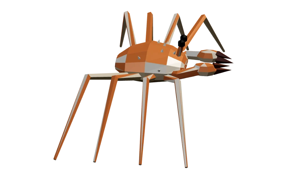 The Japanese Spider Crab in Elderwild Fishing, a low-poly 3D model seen from the side