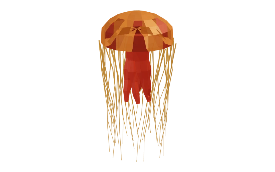 The Lion's Mane Jelly in Elderwild Fishing, a low-poly 3D model seen from the side