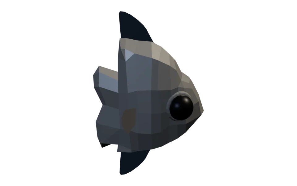 The Ocean Sunfish in Elderwild Fishing, a low-poly 3D model seen from the side