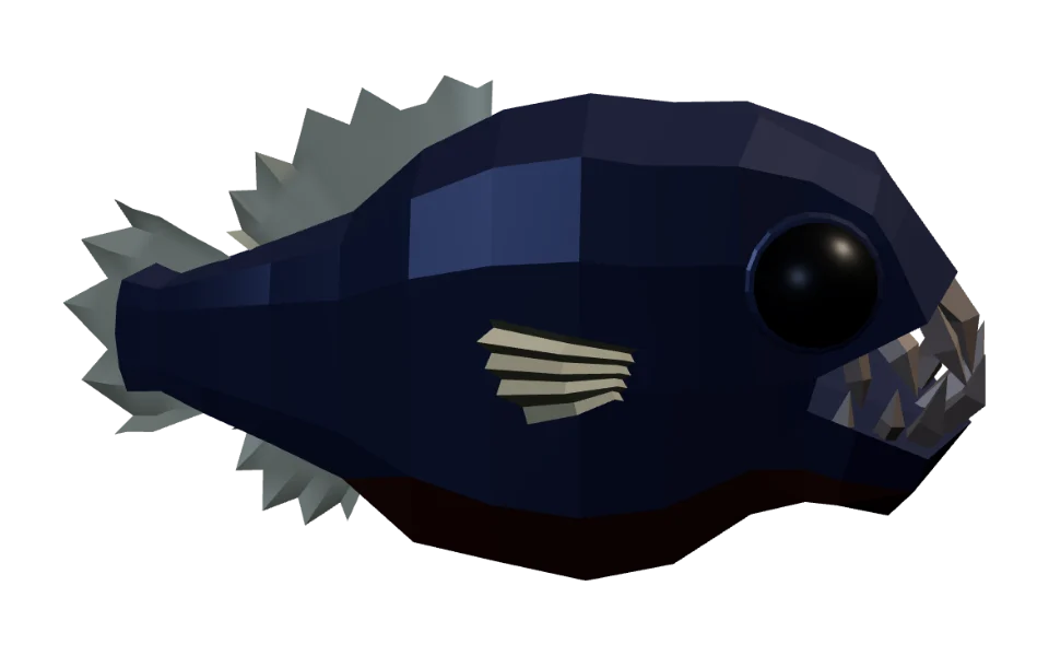 The Piranha in Elderwild Fishing, a low-poly 3D model seen from the side