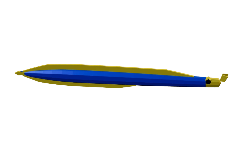 The Ribbon Eel in Elderwild Fishing, a low-poly 3D model seen from the side