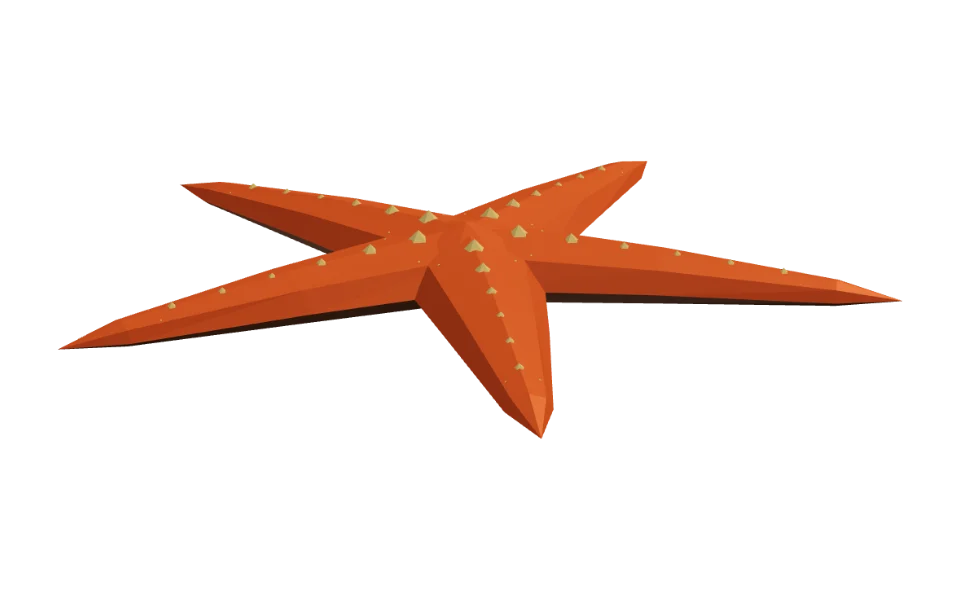 The Starfish in Elderwild Fishing, a low-poly 3D model seen from the side