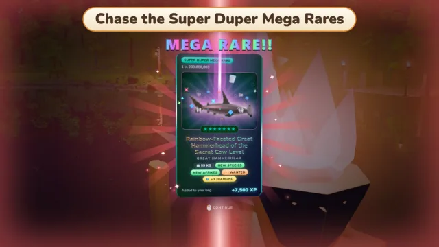 A Super Duper Mega Rare card for a Rainbow-Faceted Great Hammerhead, 1 in 200,000,000